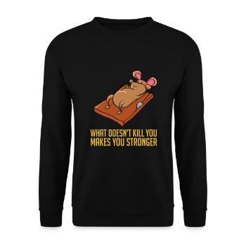 Was Dich Nicht Umbringt Macht Dich Stark Maus - Unisex Pullover - Schwarz - Vorne - Alina (178cm) & Michal (187cm)