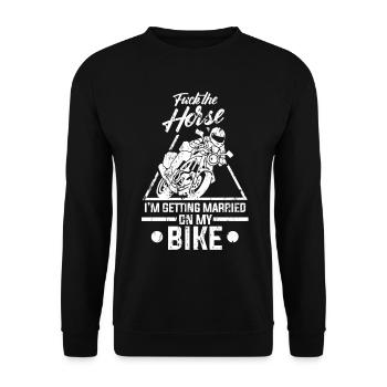 JGA Marry Motorcycle Biker Motorsport Gift - Unisex Sweatshirt - black - Front - Alina (178cm) & Michal (187cm)
