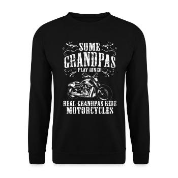 Motorrad Biker Großvater Opa Familie Geschenk - Unisex Pullover - Schwarz - Vorne - Alina (178cm) & Michal (187cm)