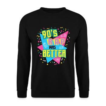 90s Rap Music graphic Throwback Hip Hop Rapper - Unisex Sweatshirt - black - Front - Alina (178cm) & Michal (187cm)