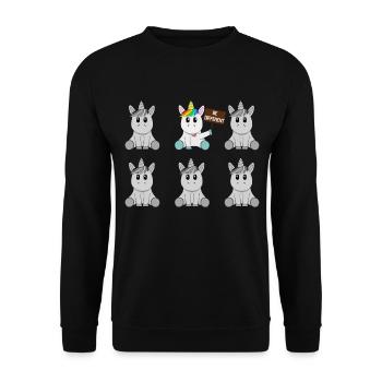 Einhorn - be different - Unisex Pullover - Schwarz - Vorne - Alina (178cm) & Michal (187cm)