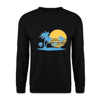 Palm Tree Island 80`s retro summer palm island - Unisex Sweatshirt - black - Front - Alina (178cm) & Michal (187cm)