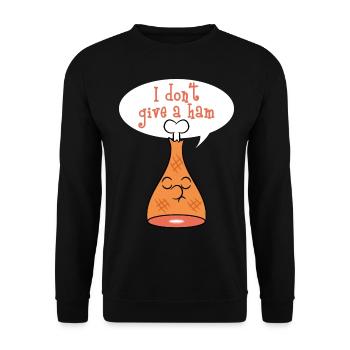 "Ich gebe nicht einen Schinken" TStück Entwurf. - Unisex Pullover - Schwarz - Vorne - Alina (178cm) & Michal (187cm)