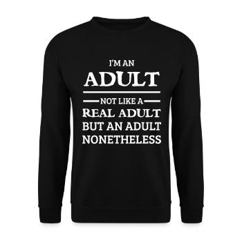 Adulting - Young Adult - Graduation Gift - Unisex Sweatshirt - black - Front - Alina (178cm) & Michal (187cm)