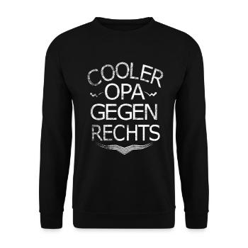 Anti Rassismus Gegen Rechts Opa - Unisex Pullover - Schwarz - Vorne - Alina (178cm) & Michal (187cm)