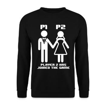 Junggesellenabschied Gamer Konsole PC Geschenk - Unisex Pullover - Schwarz - Vorne - Alina (178cm) & Michal (187cm)