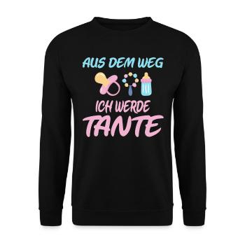 Aus dem Weg ich werde Tante - Unisex Pullover - Schwarz - Vorne - Alina (178cm) & Michal (187cm)