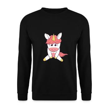 Angry Unicorn Licorne en colère - Sweat-shirt Unisexe - noir - Devant - Alina (178cm) & Michal (187cm)
