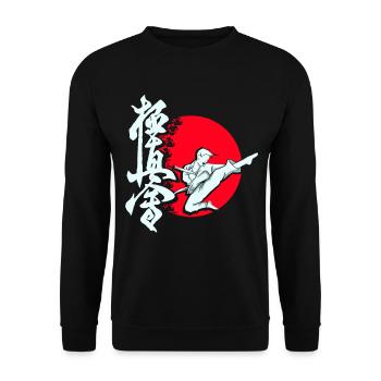 Kyokushin Karate Karatekämpfer Okinawa Karateka - Unisex Pullover - Schwarz - Vorne - Alina (178cm) & Michal (187cm)