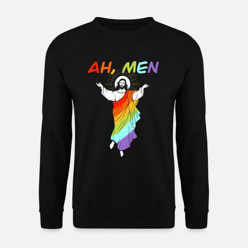 Ah, Men Lustiges LGBT Gay Pride Shirt Jesus - Unisex Pullover - Schwarz