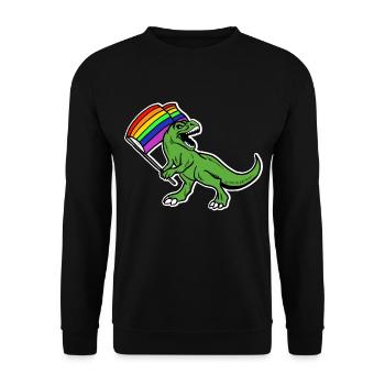 LGBT Dinosaur Gay Pride Shirt Gift Gay - Unisex Sweatshirt - black - Front - Alina (178cm) & Michal (187cm)