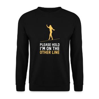 Please Hold'em On The Line Hobby Leisure Park - Unisex Sweatshirt - black - Front - Alina (178cm) & Michal (187cm)