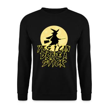 Hexe Zauberei Hexerei Halloween Besen - Unisex Pullover - Schwarz - Vorne - Alina (178cm) & Michal (187cm)