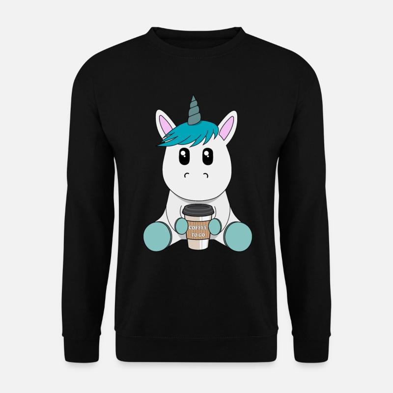 Einhorn mit Kaffee - Unisex Pullover - Schwarz