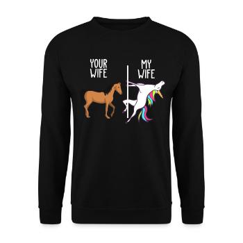 Cadeau de la Saint-Valentin magique de l'épouse d'un mari - Sweat-shirt Unisexe - noir - Devant - Alina (178cm) & Michal (187cm)