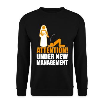 Junggesellenabschied under new management Hochzeit - Unisex Sweatshirt - black - Front - Alina (178cm) & Michal (187cm)