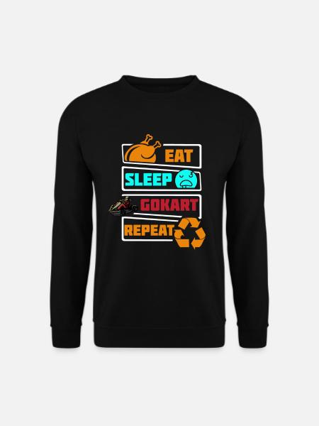Eat Sleep Go Kart Gokart Repeat Cart Racing Kids - Unisex Pullover - Schwarz