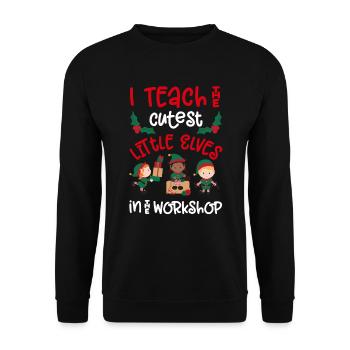 Christmas Teacher Quote Funny Teach Elves - Unisex Sweatshirt - black - Front - Alina (178cm) & Michal (187cm)