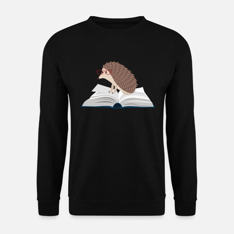 Igel Buch Süß Lesen Tierliebe Igelmama Geschenk - Unisex Pullover - Schwarz