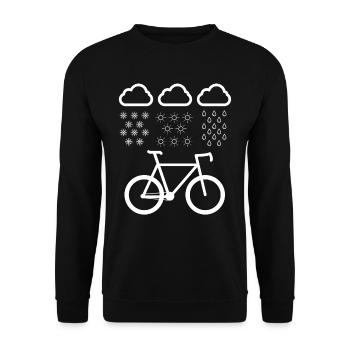Lustiges Fahrrad T Shirt Kurier Wind & Wetter - Unisex Pullover - Schwarz - Vorne - Alina (178cm) & Michal (187cm)