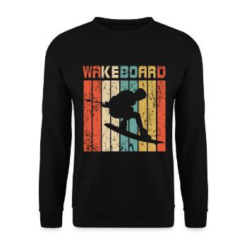 Wakeboard Retro Geschenk - Unisex Pullover - Schwarz - Vorne - Alina (178cm) & Michal (187cm)