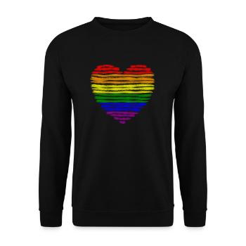 LGBT Gay Pride CSD Regenbogen Flagge Herz Acryl - Sweat-shirt Unisexe - noir - Devant - Alina (178cm) & Michal (187cm)