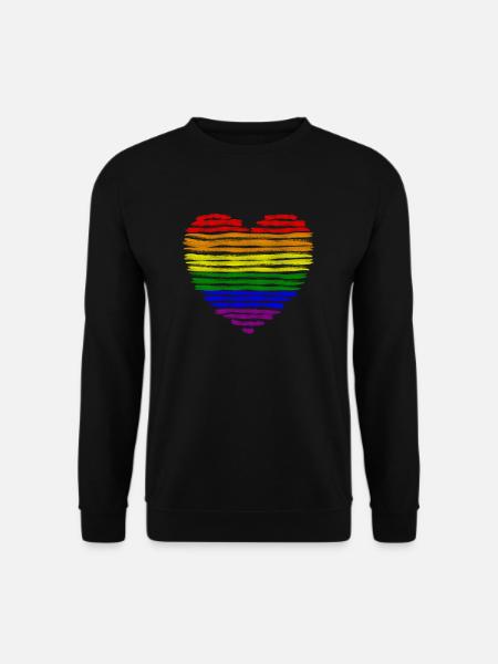 LGBT Gay Pride CSD Regenbogen Flagge Herz Acryl - Unisex Pullover - Schwarz
