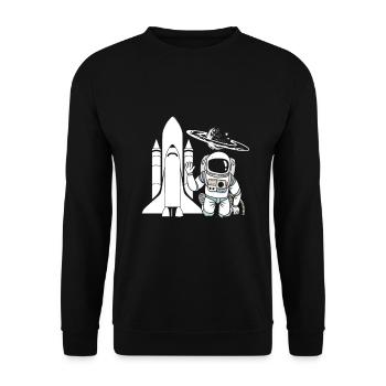 Astronaut Rocket Space Galaxy Gift - Unisex Sweatshirt - black - Front - Alina (178cm) & Michal (187cm)