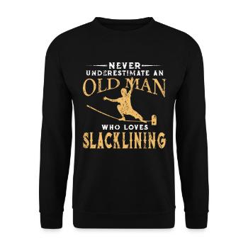 Slackline Alter Mann - Unisex Pullover - Schwarz - Vorne - Alina (178cm) & Michal (187cm)