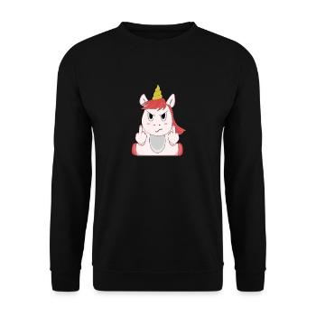Angry Unicorn Sweet Sour Unicorn Evil Gift - Unisex Sweatshirt - black - Front - Alina (178cm) & Michal (187cm)