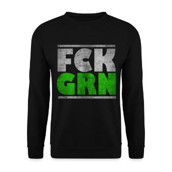 FCK GRN Anti Grün Gegen Grüne Cooles Geschenk - Unisex Pullover - Schwarz - Vorne - Alina (178cm) & Michal (187cm)