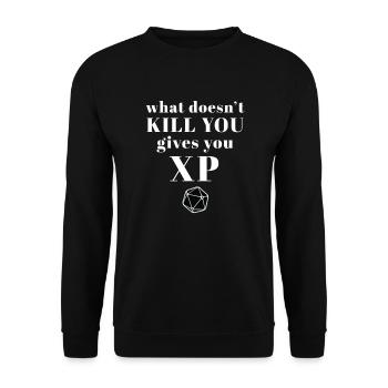 Ce qui ne te tue pas apporte l’expérience jeu de rôle - Sweat-shirt Unisexe - noir - Devant - Alina (178cm) & Michal (187cm)