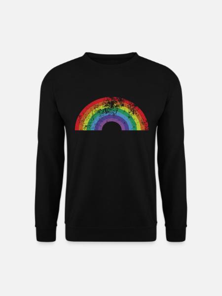 Regenbogen Rainbow Vintage 80er - Gay Pride LGBT - Unisex Pullover - Schwarz
