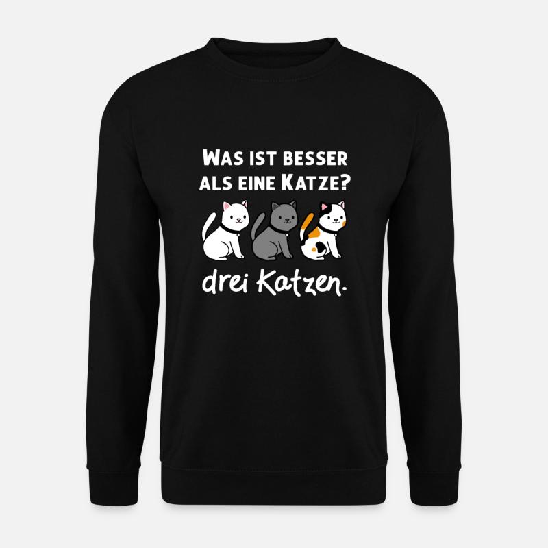 Drei Lustige Katzen Geschenk für Katzenhalter - Unisex Pullover - Schwarz