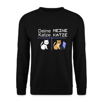Nerd Informatiker mit Katze Geschenk IT Katzen - Unisex Pullover - Schwarz - Vorne - Alina (178cm) & Michal (187cm)