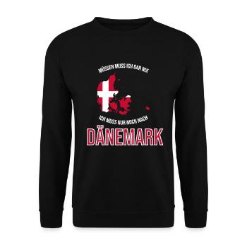Ich muss nur noch nach Dänemark Geschenk Sommer - Unisex Pullover - Schwarz - Vorne - Alina (178cm) & Michal (187cm)