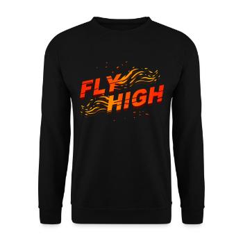 FLY HIGH. Motivation. Burning font. - Unisex Sweatshirt - black - Front - Alina (178cm) & Michal (187cm)