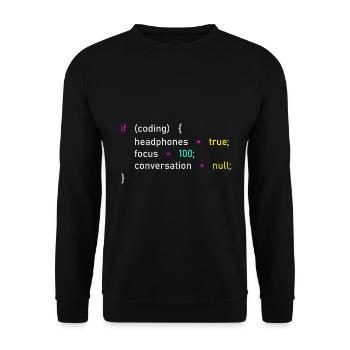 Programmieren Fokus Kopfhörer Tunnel - Unisex Pullover - Schwarz - Vorne - Alina (178cm) & Michal (187cm)
