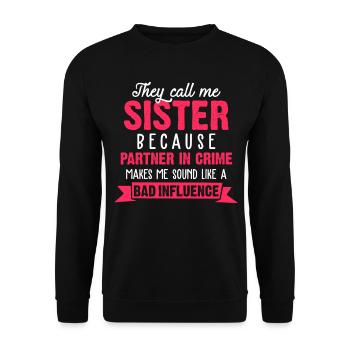 Schwester - Unisex Pullover - Schwarz - Vorne - Alina (178cm) & Michal (187cm)