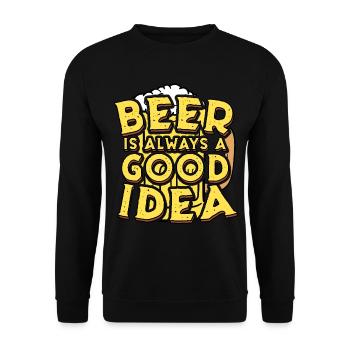Bier eine gute Idee Saufen Bierkrug - Unisex Pullover - Schwarz - Vorne - Alina (178cm) & Michal (187cm)