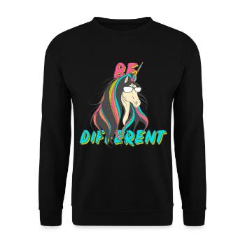 Be Different Cool licorne Arc-en-ciel - Sweat-shirt Unisexe - noir - Devant - Alina (178cm) & Michal (187cm)