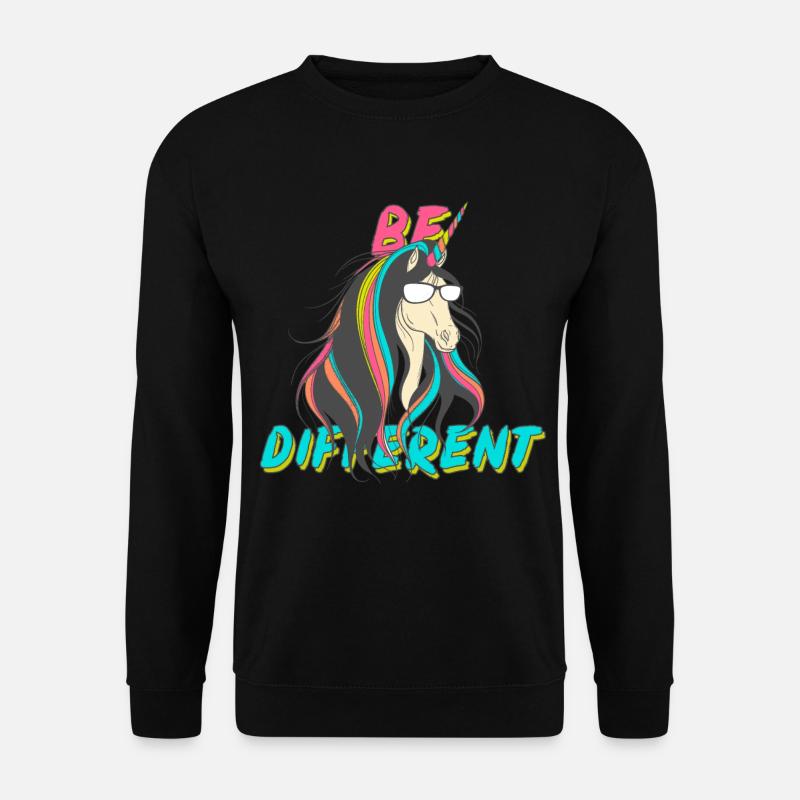 Be Different Cooles Einhorn Regenbogen - Unisex Pullover - Schwarz
