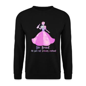 Die Braut Die Sich Mit Schnaps Umhaut - Unisex Pullover - Schwarz - Vorne - Alina (178cm) & Michal (187cm)