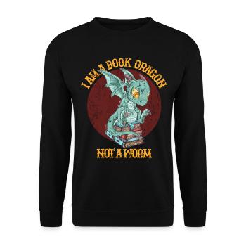 Reading Dragon Books Learning History Gift - Unisex Sweatshirt - black - Front - Alina (178cm) & Michal (187cm)