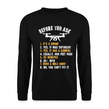 Question drone - Sweat-shirt Unisexe - noir - Devant - Alina (178cm) & Michal (187cm)