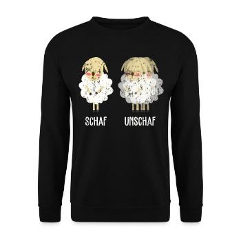 Schaf Unschaf retro - Unisex Pullover - Schwarz - Vorne - Alina (178cm) & Michal (187cm)