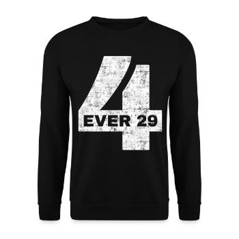 Forever 29 witziges Geburtstagsshirt für immer 29 - Unisex Pullover - Schwarz - Vorne - Alina (178cm) & Michal (187cm)
