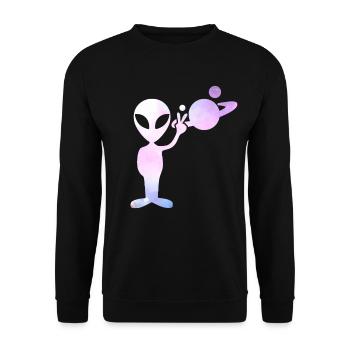 Alien Peace Universe - Unisex Sweatshirt - black - Front - Alina (178cm) & Michal (187cm)