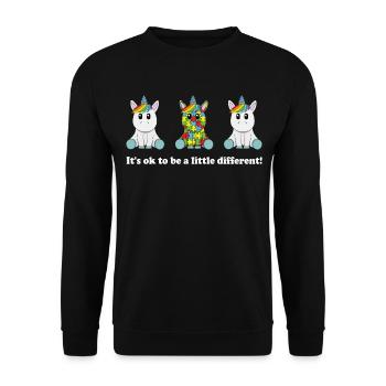C'est bien d'être un peu différent de l'autisme - Licorne - Sweat-shirt Unisexe - noir - Devant - Alina (178cm) & Michal (187cm)