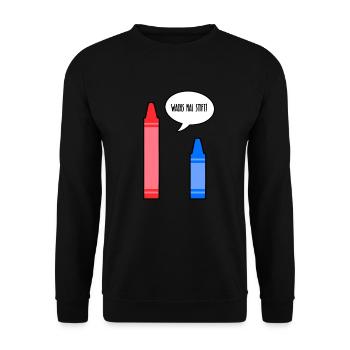 Wachsmalstift FLACHWITZ Wachs mal Stift - Unisex Pullover - Schwarz - Vorne - Alina (178cm) & Michal (187cm)